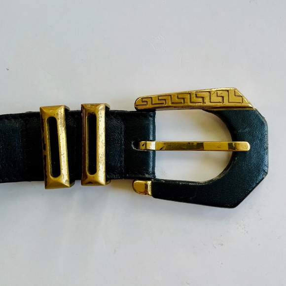 Gianni Versace Black Leather Medusa Medallions Belt Gold Hardware Men's 100/40 - Picture 7 of 14